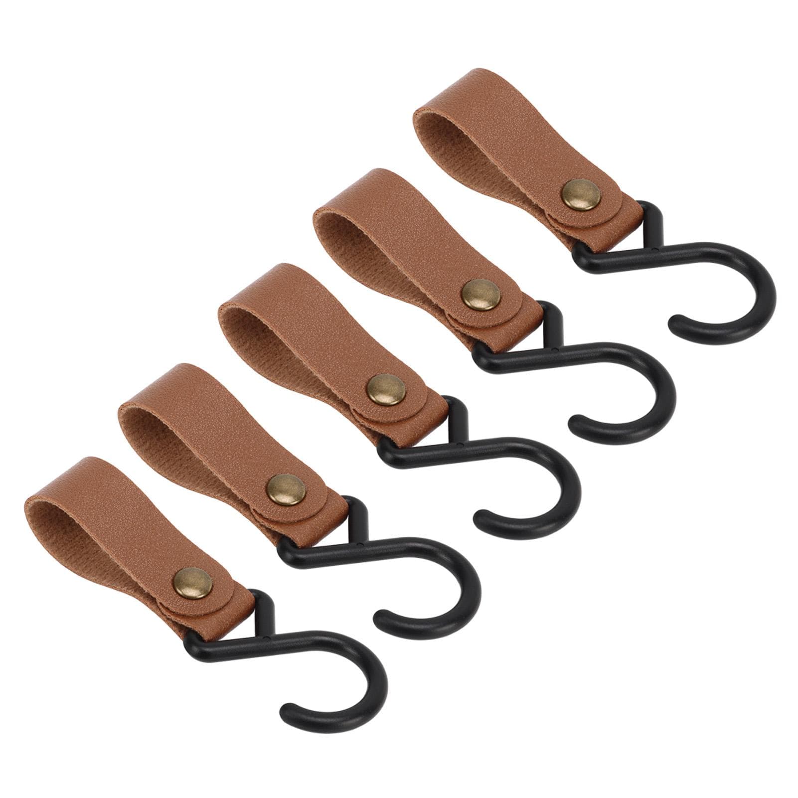 15Pcs Leather S Hooks High Strength Multifunctional Portable S Hangers for Outdoor Camping Brown