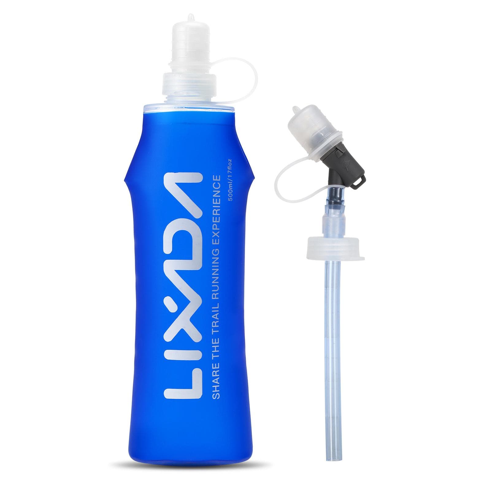 Lixada Soft Bottle with Long Straw Folding BPA Free Hydration Water Bottle for Outdoor Running 500ml with straw