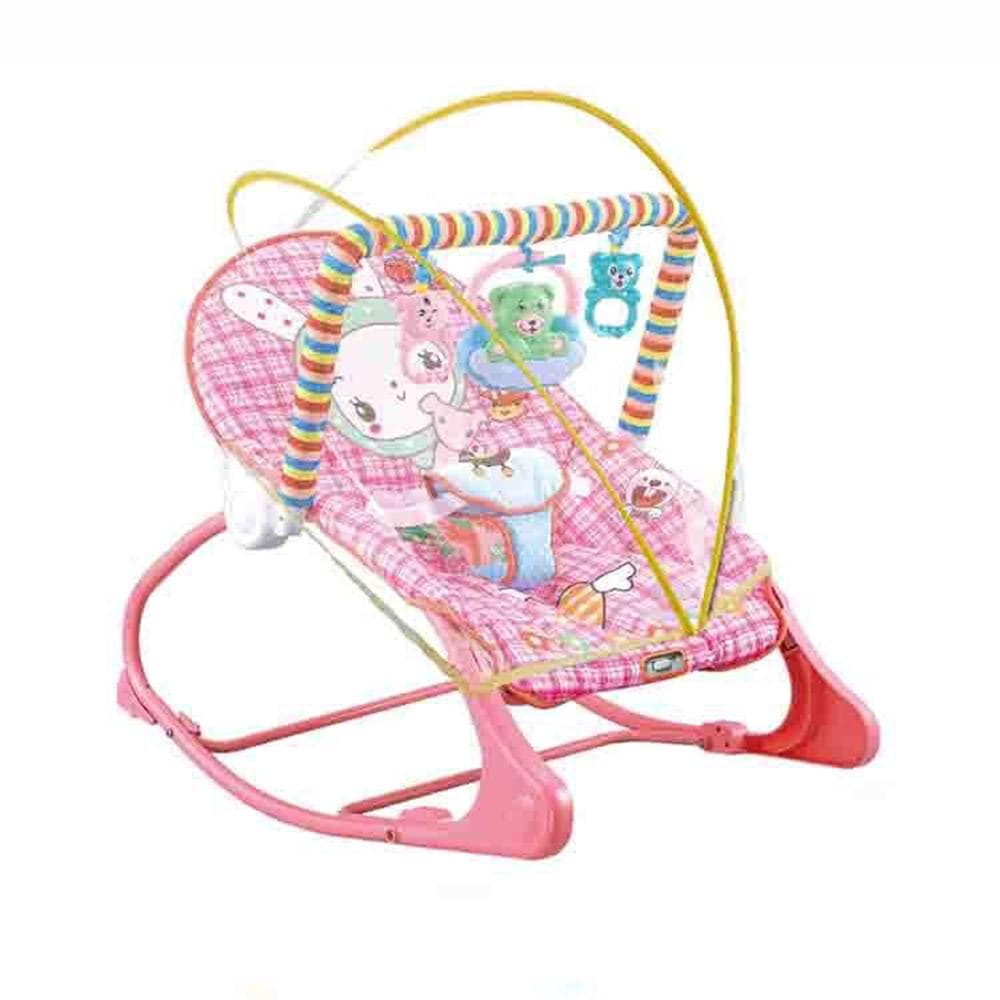 Portable Baby Bouncer Soothing Vibrating Infant Seat Baby Rocking Chair for Max. 18kg40lbs Babies With Bed Net pink