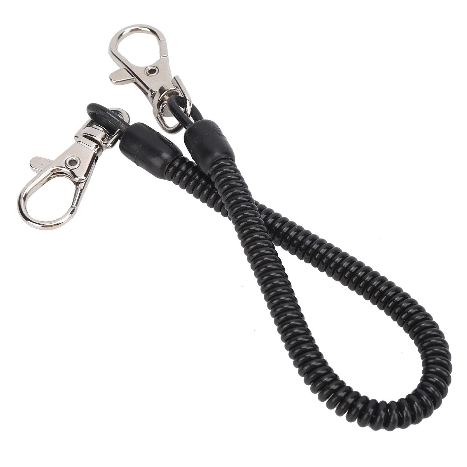 Fishing Coiled Lanyard Plastic Camping Retractable Safety Rope Wire with Carabiners