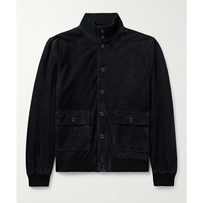 Spring and Autumn New Men's Coat Woolen Jacket Ribbed Collar Bottom Long Sleeve Stand Collar Jacket 2XL