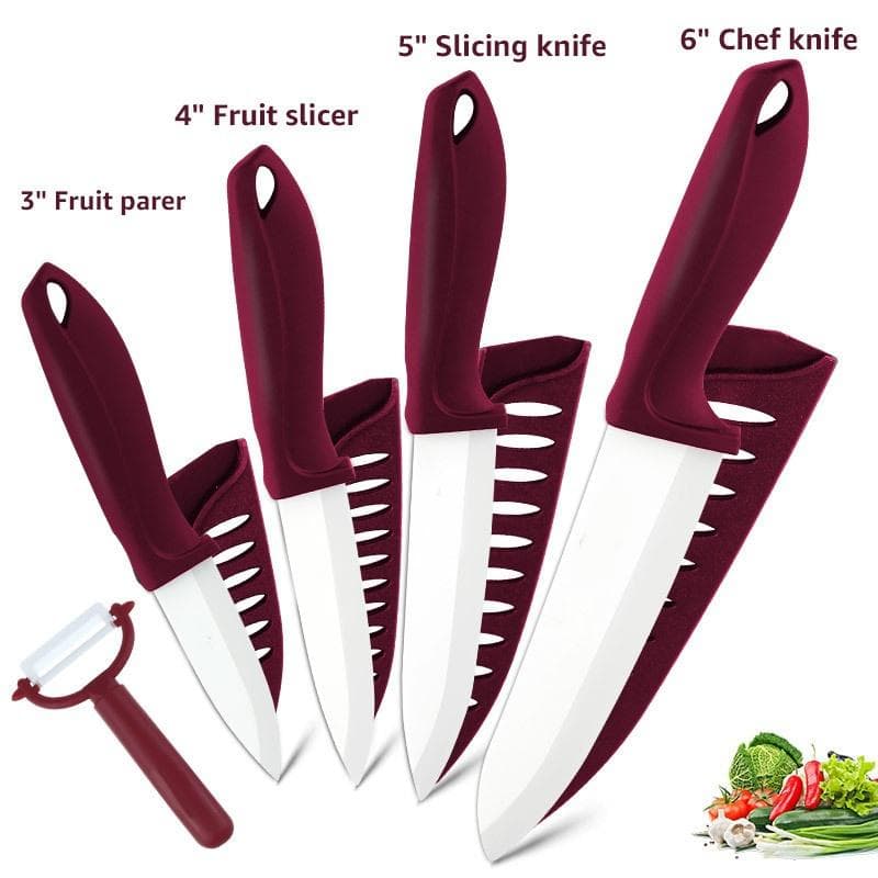 Kitchen Knife Ceramic Knife 3 4 5 6 Inch Kitchen Knife Tool Sliced Fruit and Vegetable Chef Knife red