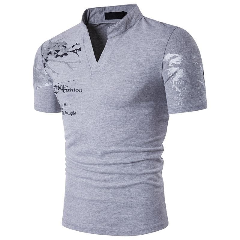 Mens T Shirt Short Sleeve T-shirt Mens Sports Tshirt V-neck Tees Summer Shirts M grey