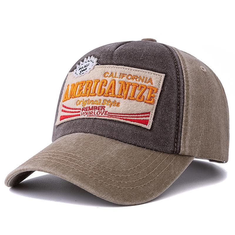 Unisex Washed Cotton Vintage Baseball Cap Americanize Letter Embroidery Dad Hat Outdoor Sports Hat For Men And Women 56cm-60cm