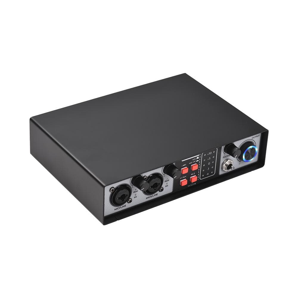 2-in 2-out Mixer Recording Sound Card Mixing Console Track Separation External Sound Card Computer black