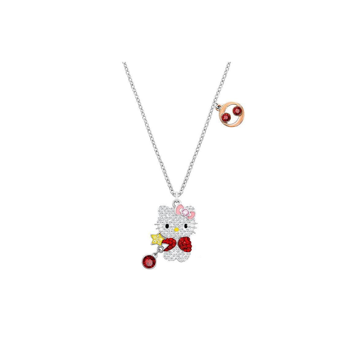 Swarovski Hello Kitty Cute Hello Kitty Cancer Zodiac Crystal Necklace Women necklace 5215294 Box (Random Color),F,White