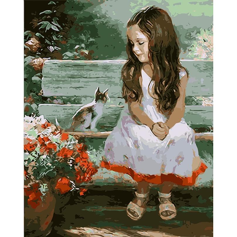 Little Girl on Chair Diy Oil Painting Wall Art Picture Home Decor 20X30CM