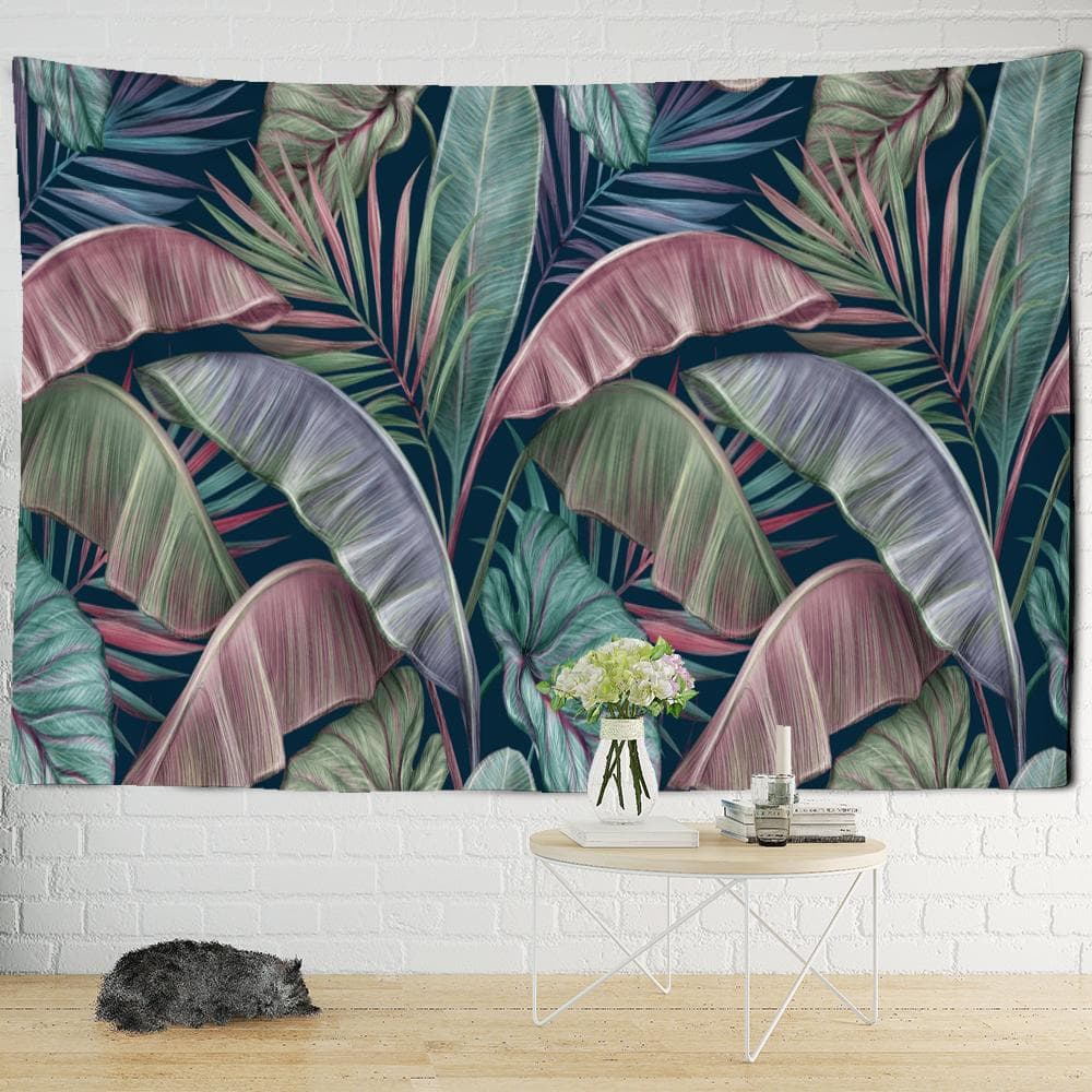Tropical Plant Tapestry Wall Hanging Girl Psychedelic Witchcraft Natural Bohemian Hippie Bedroom Home Decor 95x70cm