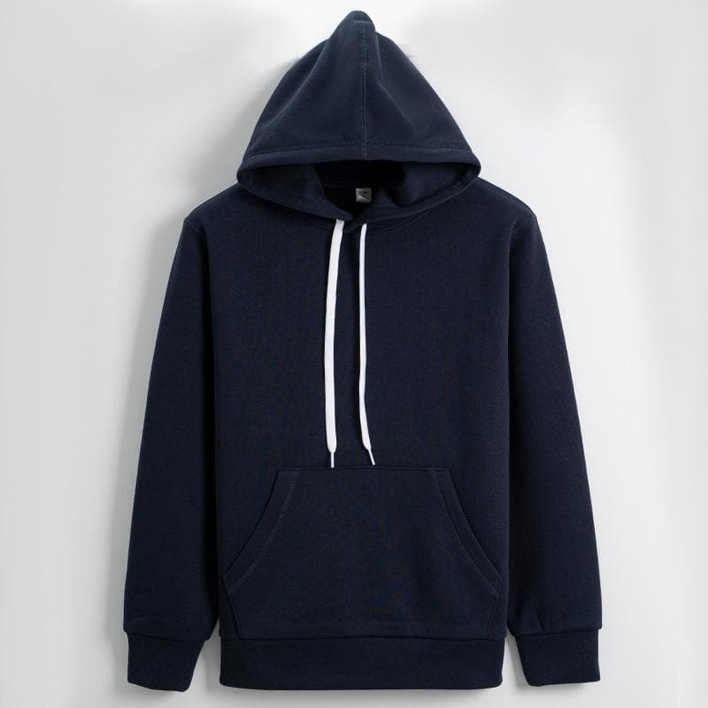 Thickened Thermal Hooded Sweater Men's Jacket Winter Loose Men's Pullover Fleece Sweater 3XL Dark blue