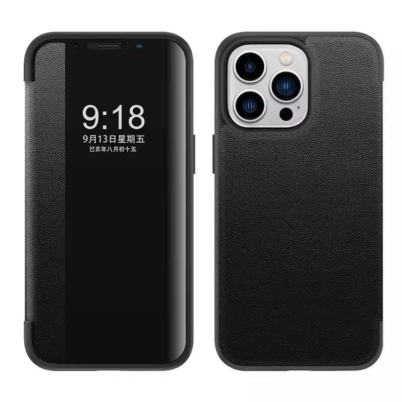 Applicable To IPhone16 Mobile Phone Chitin Leather Business Flip Leather Case 15pro Windows Apple X Full-inclusive Protective Case iphone7p/8p