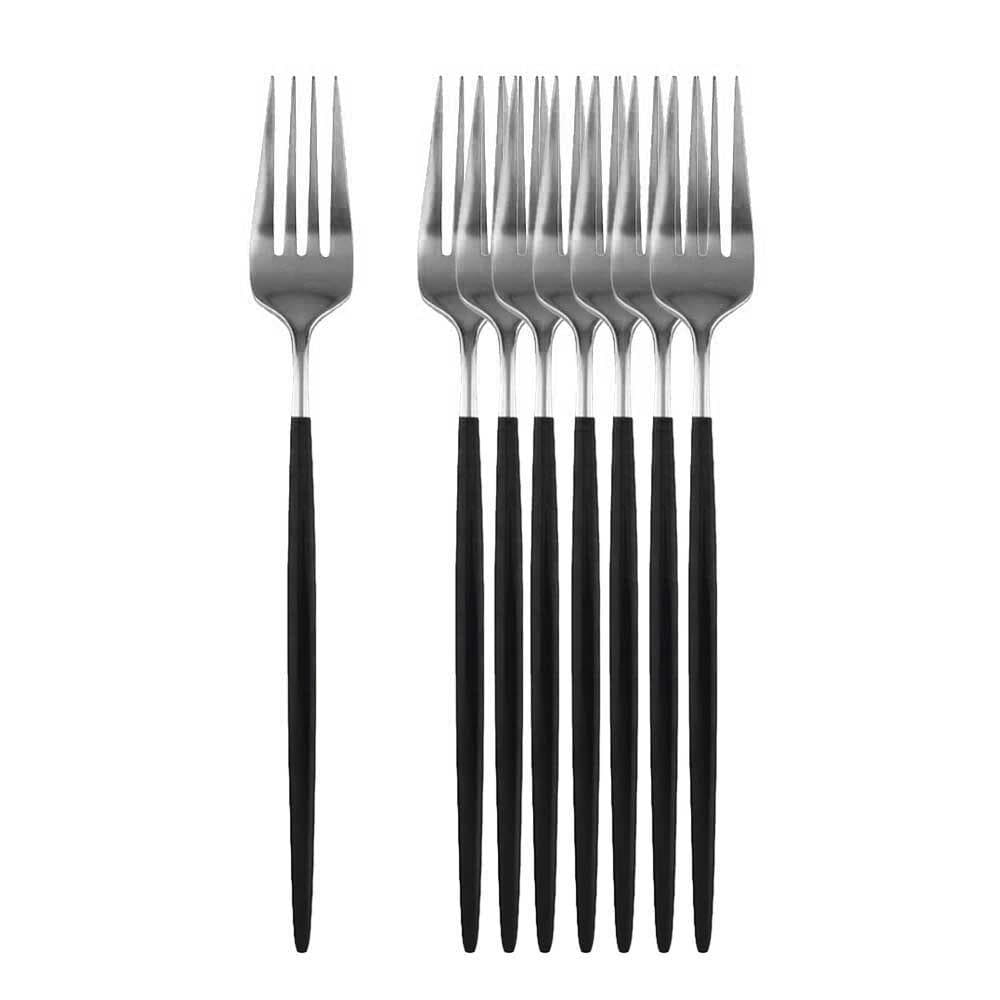8/16Pcs Black Gold Dinner Fork Tableware Dinnerware Stainless Steel Silverware Gold Kitchen Flatware Black Cutlery 8Pcs black/silver