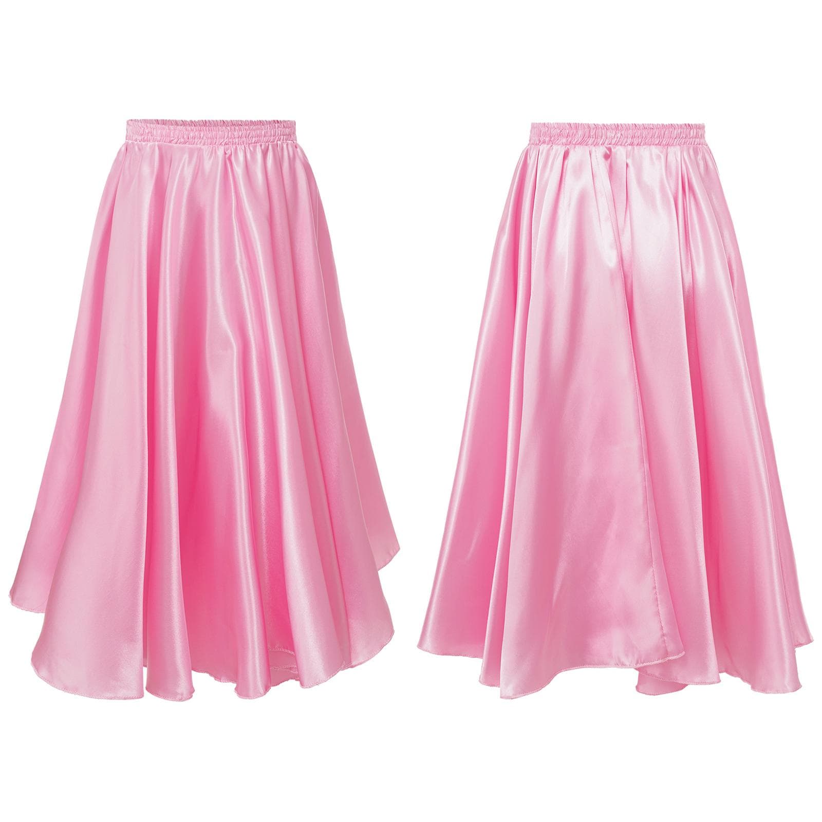 Kids Girl Long Full Circle Ballroom Dance Skirt Flamenco Cha Cha Latin Rumba Samba Maxi Skirt Dancewear 3-4 Years pink