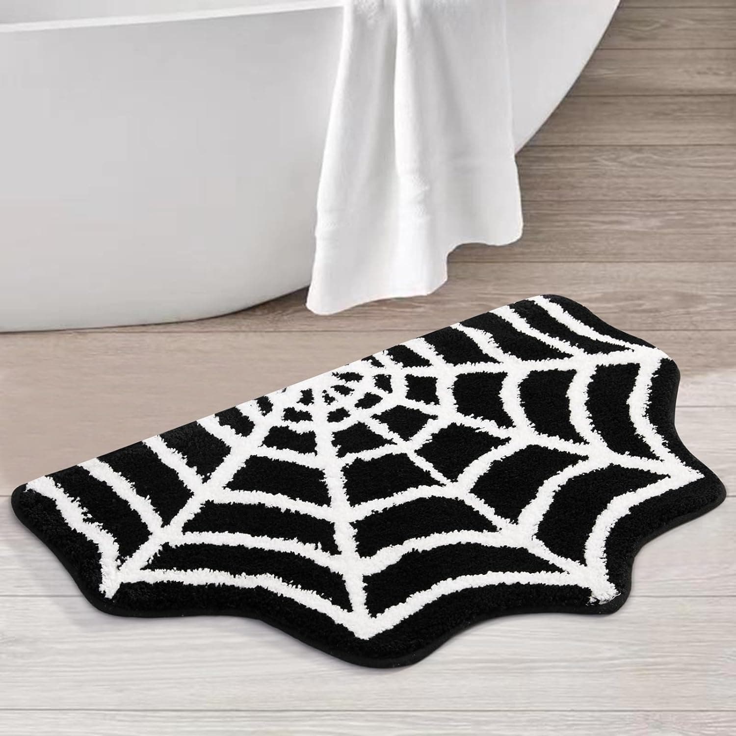 40*60cm Spider Web Indoor Halloween Rug Gothic Halloween Bathroom Rugs Non Slip Washable Halloween Door Porch Carpet 1pc