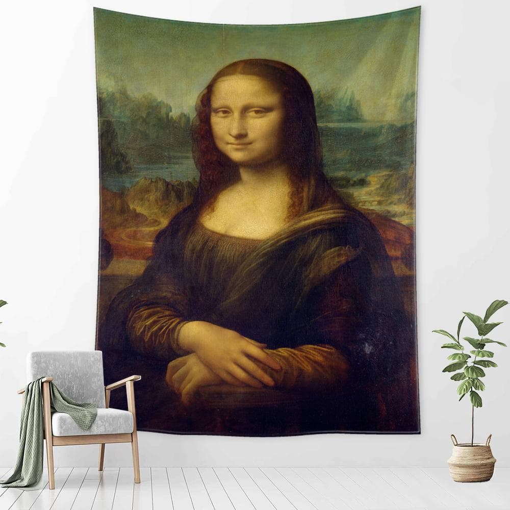 Mona Lisa Graffiti Tapestry Wall Hanging Bohemian Beach Mat Polyester Blanket Bedroom Artist Home Decor 95x70cm