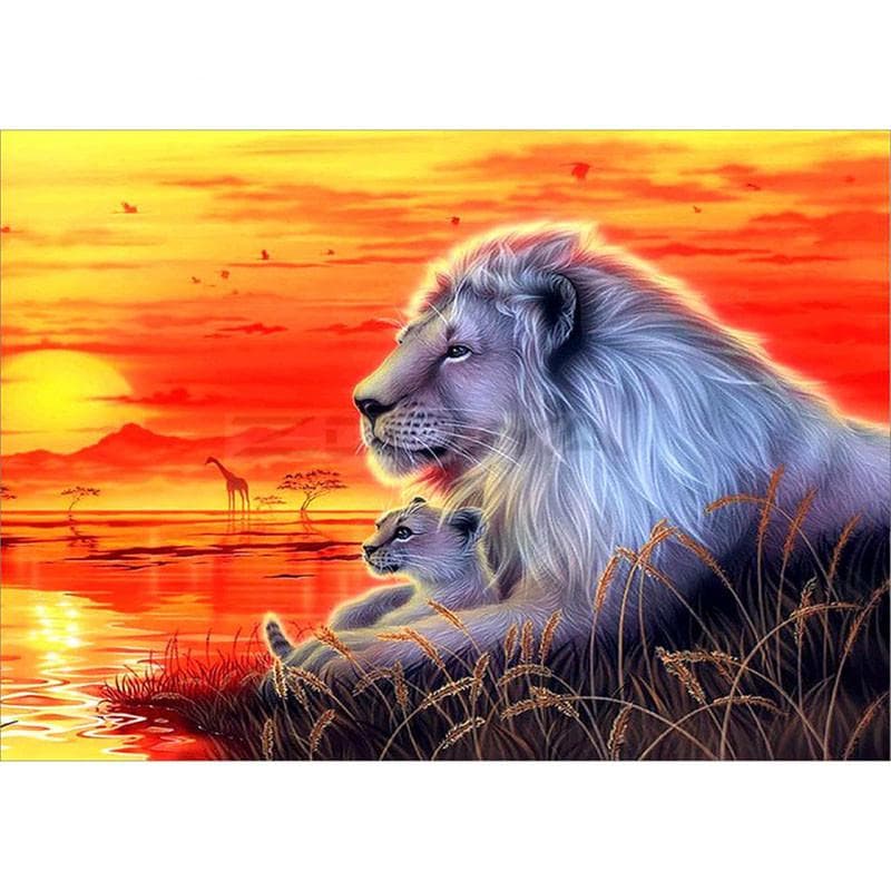 5D DIY Diamond Painting Lion Embroidery Mosaic Cross Stitch Rhinestone Decoration 20X30CM