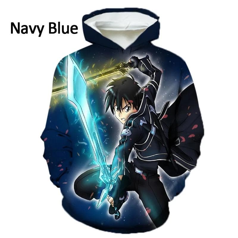 New Unisex Long Sleeve Fashion Hoodie Anime Sword Art Online 3D Printing Hoodie Casual Sweatshirt Pullover XL