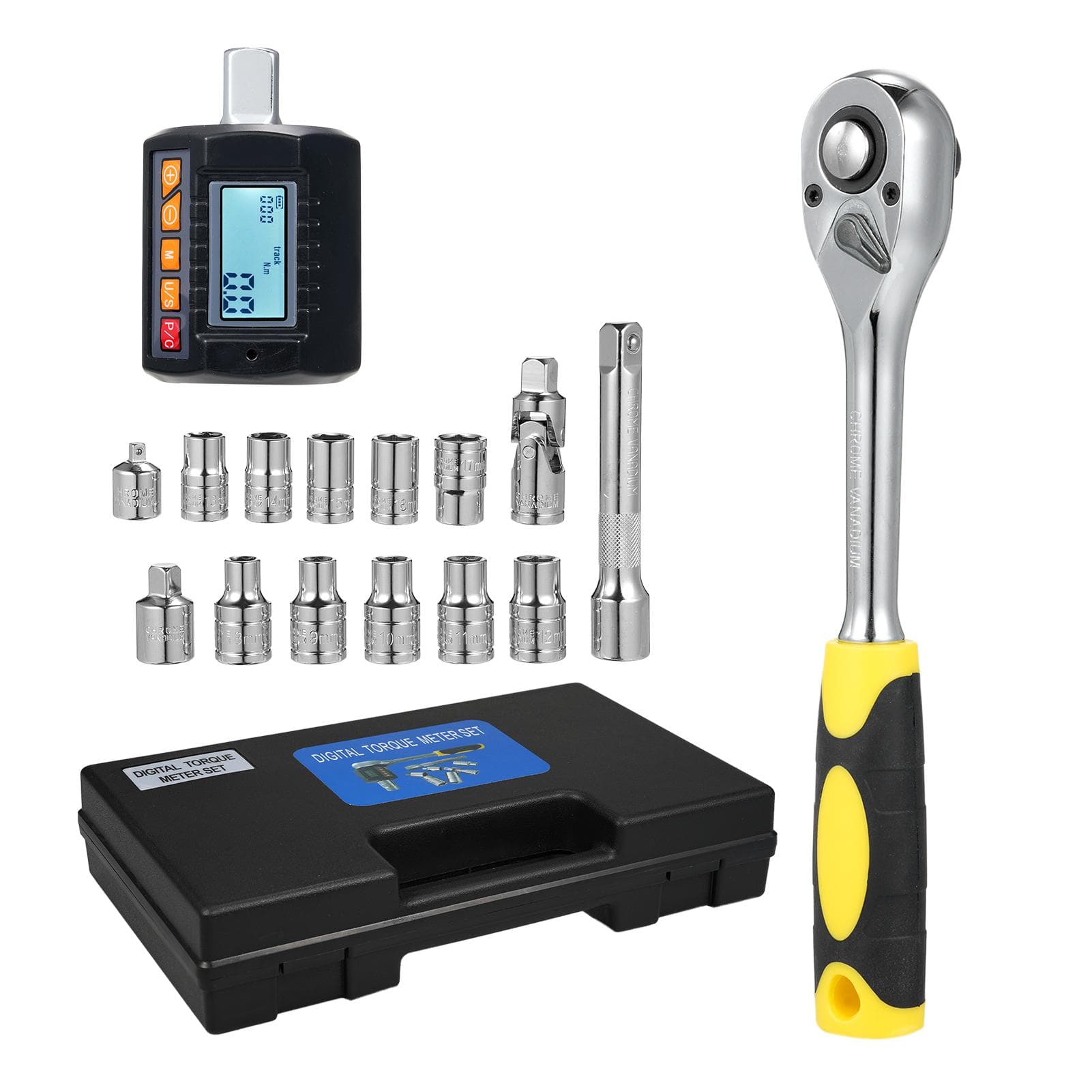 ENT-340 Digital Torque Meter Set Wrench Torque Tester 12'' Drive Torque Gauge with Sound Light ENT-340 black