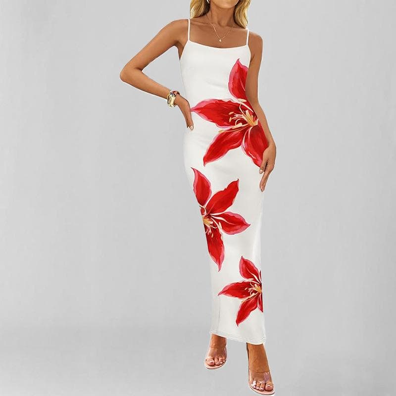 New Spring Style Stylish and Elegant Printed Temperament Sleeveless Suspender Dress L