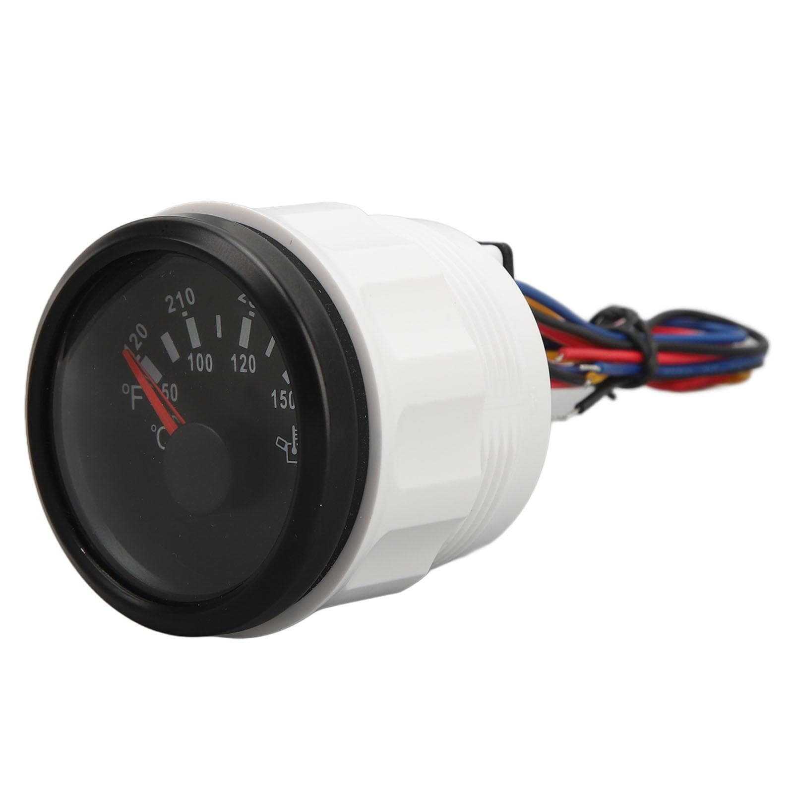 52MM Oil Temperature Gauge DC9 to 32V Double Scale Pointer High Precision Sensors for RVs Yachts black