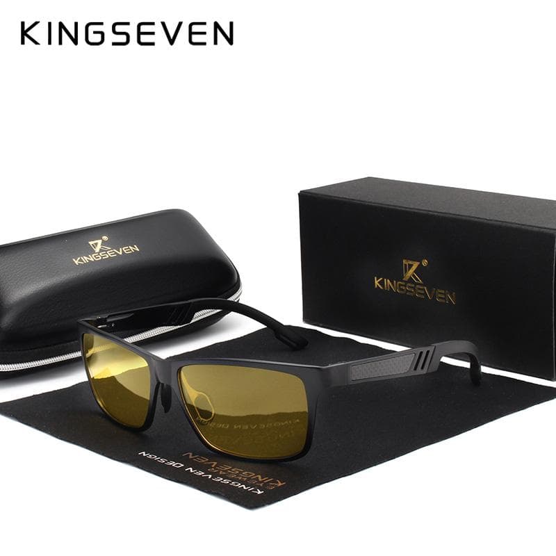 KINGSEVEN Men Polarized Sunglasses Aluminum Magnesium Sun Glasses Driving Glasses M yellow