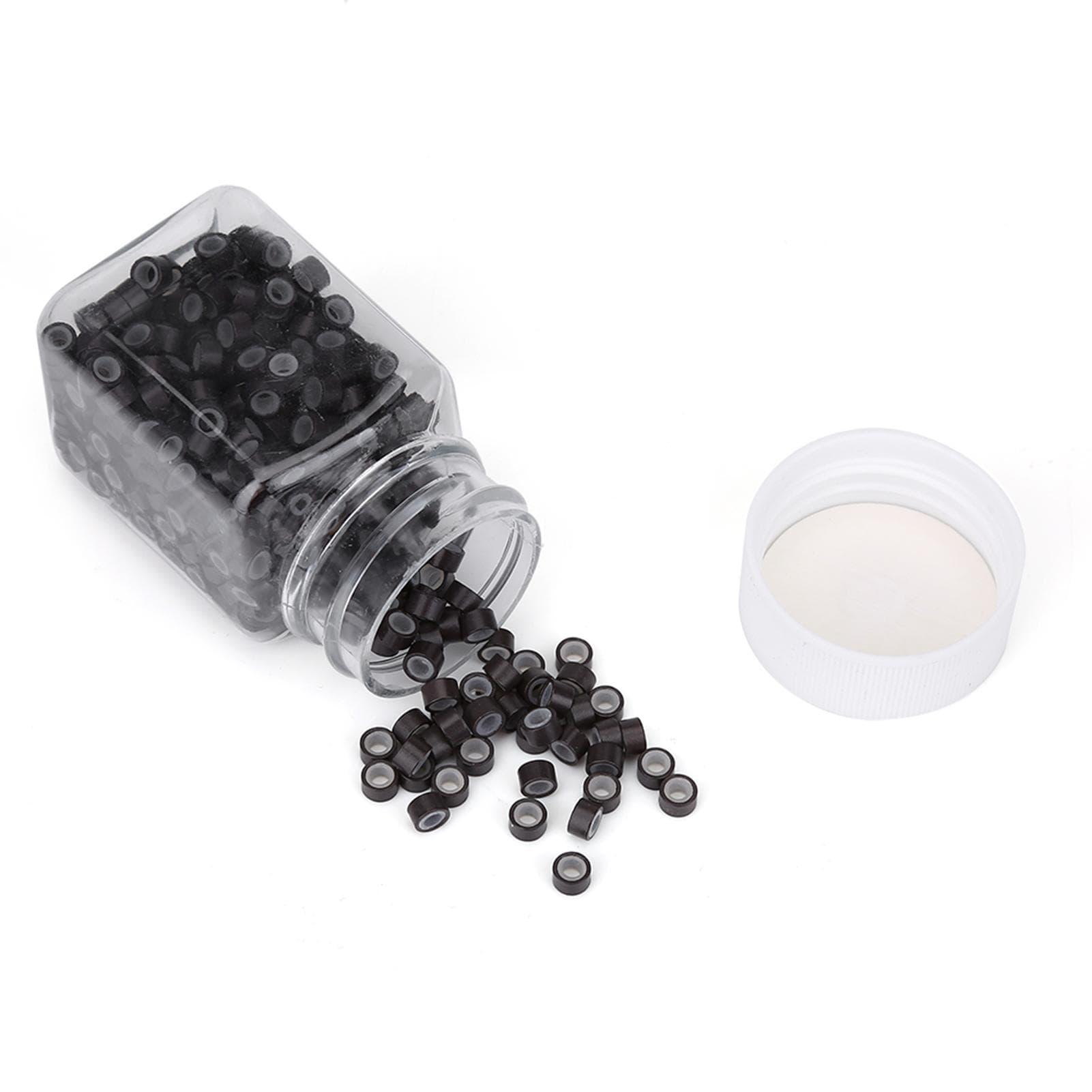 Aluminium Silicone Beads Hair Extension Tubes Microrings Hair Braiding Decorations Beige dark brown