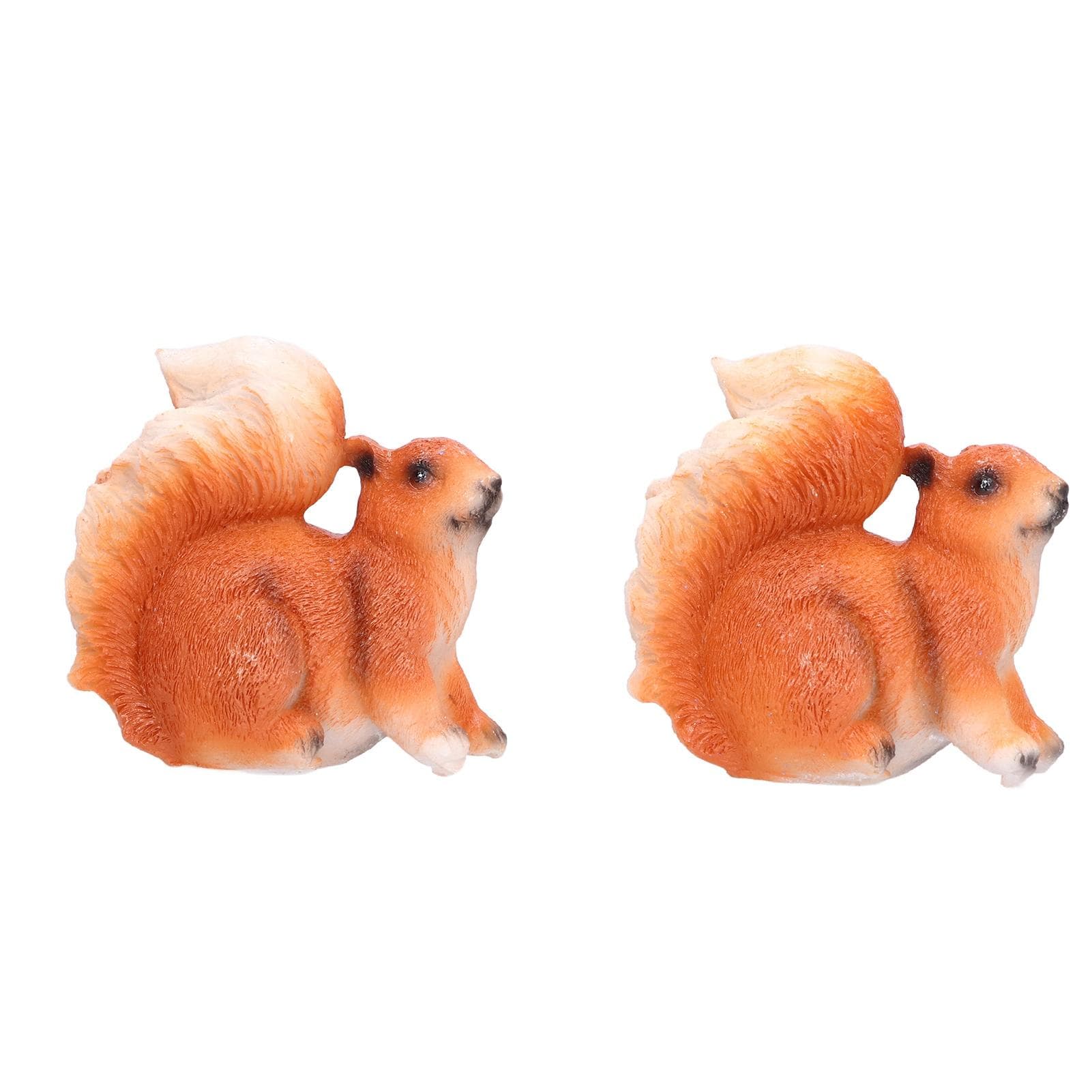 1 Pair Squirrel Resin Figurines Miniature Squirrel Animals Statue Sculpture Ornament for Garden