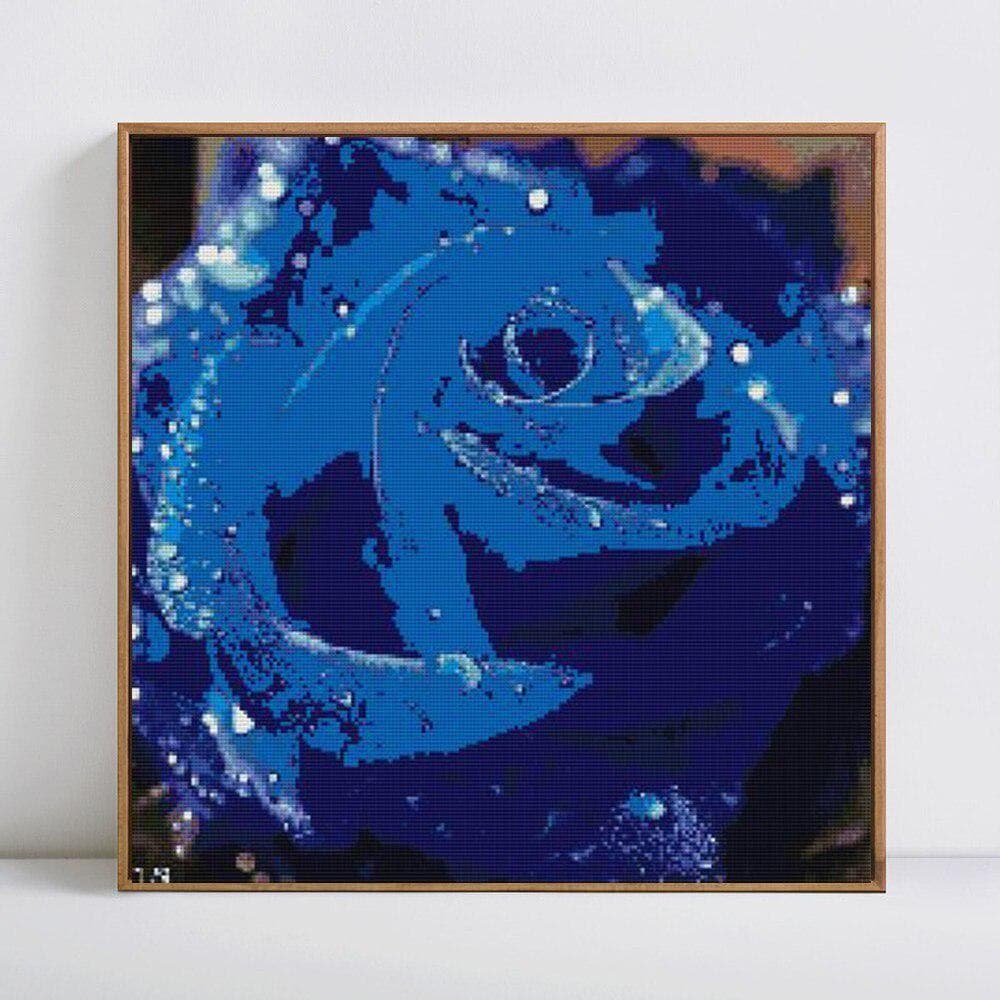 Diamond Painting Full Round Blue Rose Diamond Embroidery Mosaic Full Display Flower Picture 30x30CM