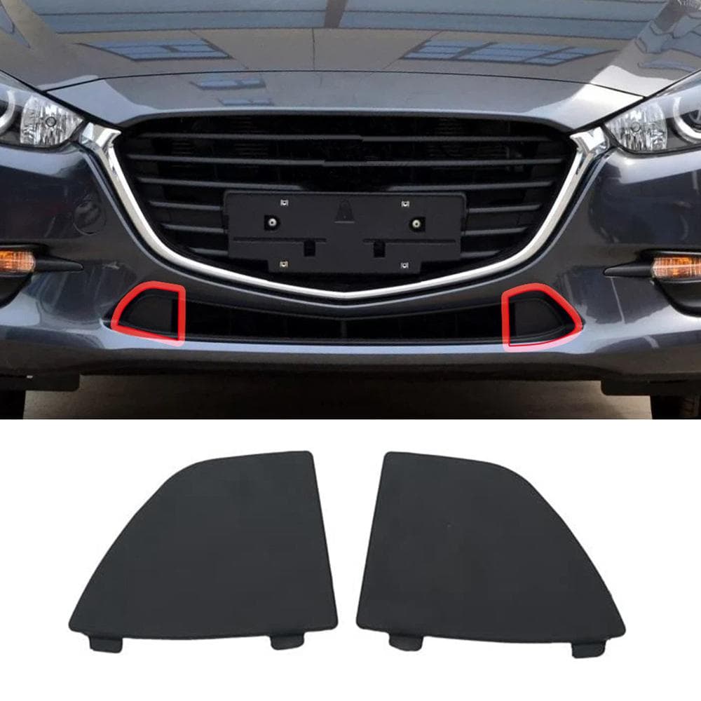 2Pcs Front Bumper Lower Grille Tow Hook Covers For Mazda 3 2017-2018 B63B-50-101