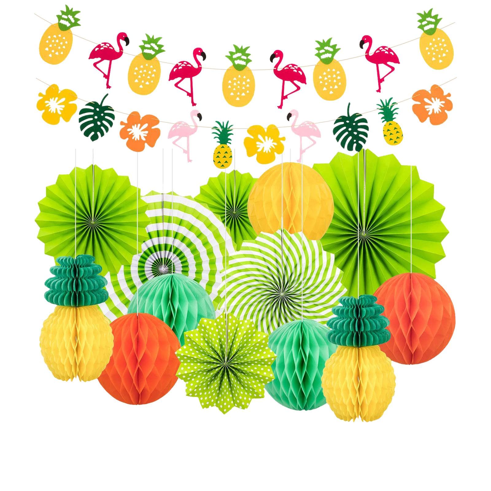 15PCS Party Decorations Supplies Colorful Tropical Luau Themed Party arty Decorations multicolour