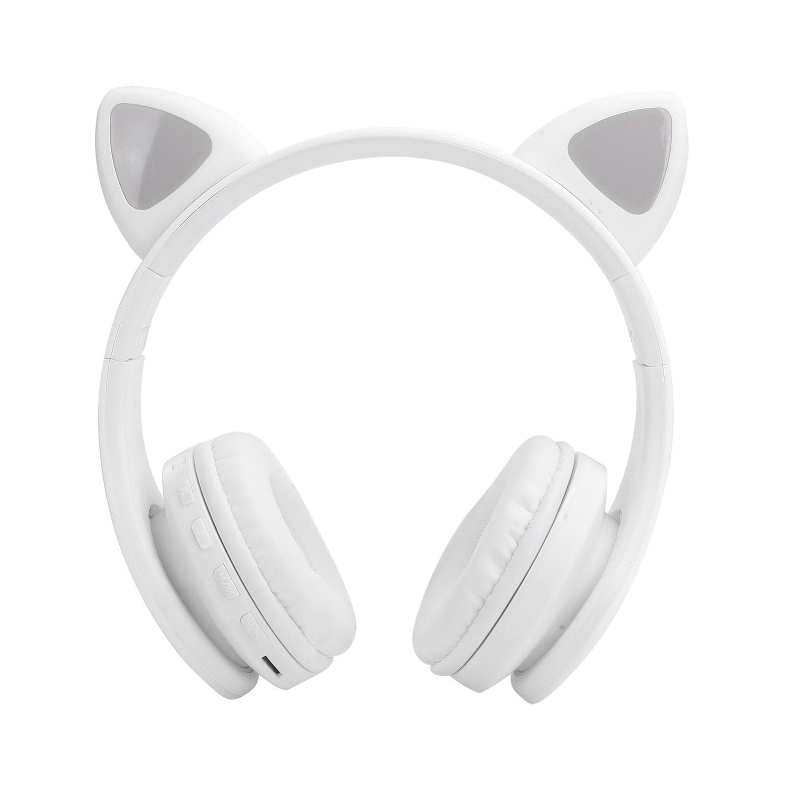 LED Noise Reduction Headset Cat Ear Shape Bluetooth 5.0 Headset with Microphone for Young white
