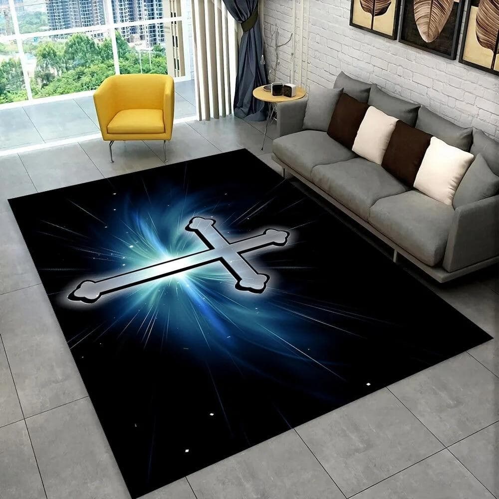 Holy Bible Cross Jesus Pray Area Rug,Carpet Rug for Home Living Room Bedroom Sofa Doormat Decor,kid Play Non-slip Floor Mat Gift 70cm x 100cm