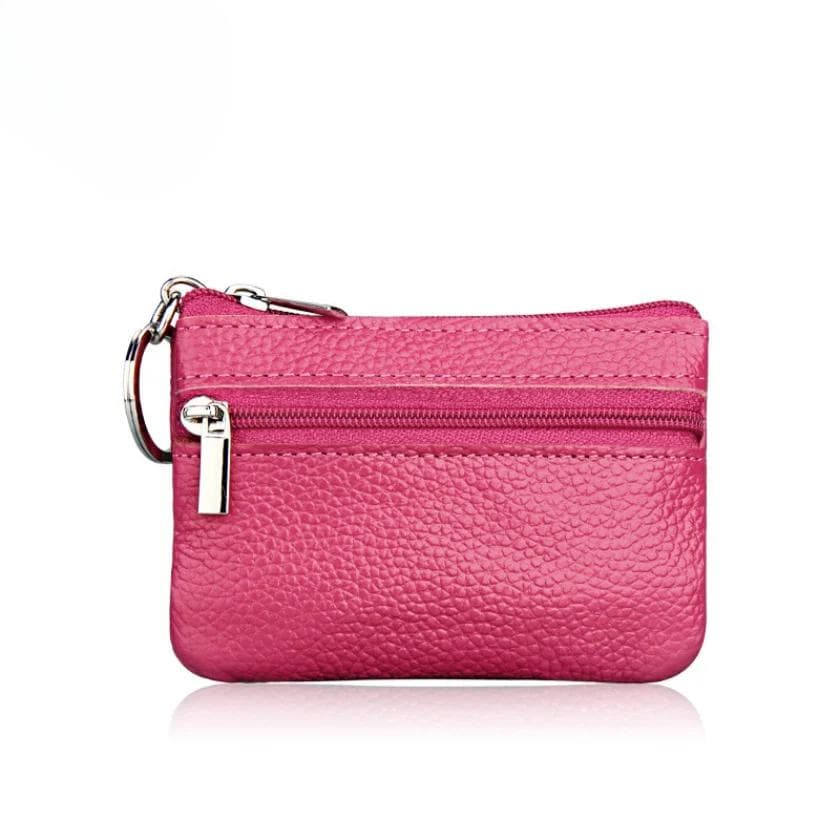 Casual Women Fashion PU Car Key Holder Keyring Pouch Coin Purse Case Wallet Rose