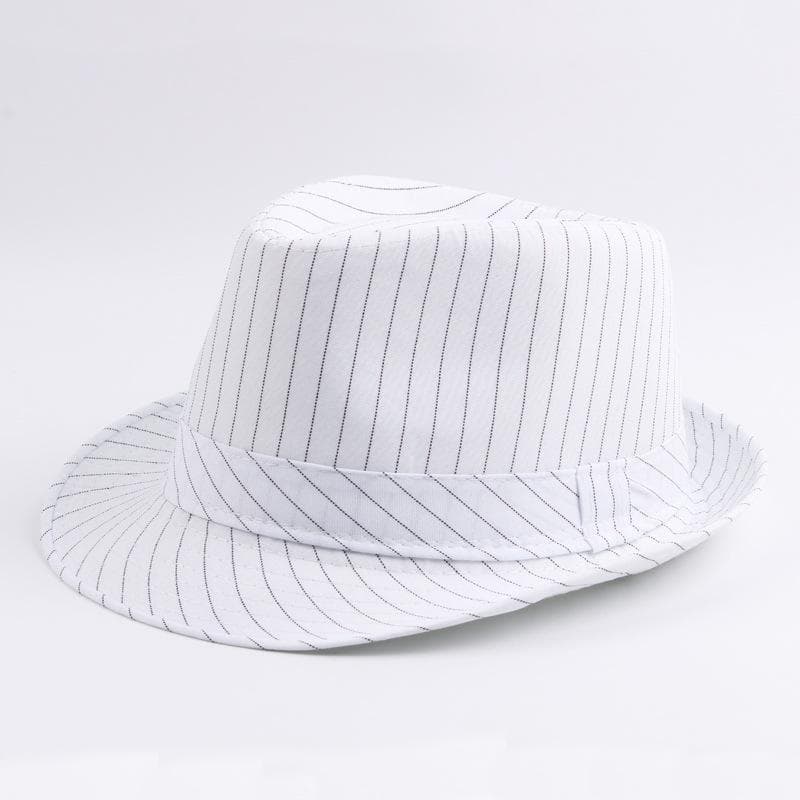 Spring and Autumn British Black and White Striped Cloth Jazz Fedoras Men's New Casual Versatile Couple Sunshade Hat Outdoor white