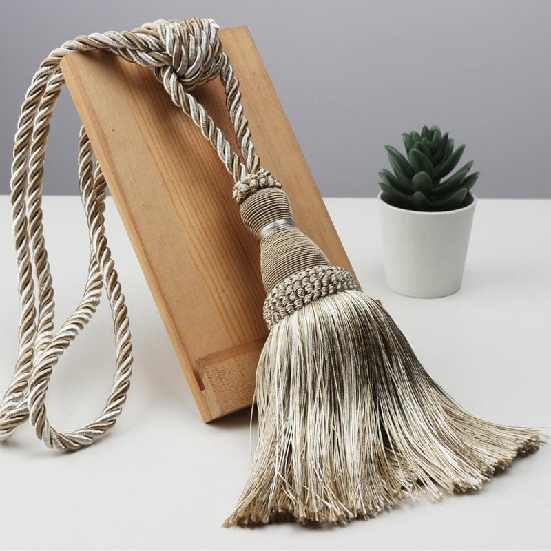 1 Pack Curtain Tiebacks Tassel Drapery Tie-Backs Rope Handmade Holdbacks Home Office Hotel Decorative 1PC beige