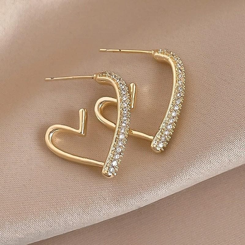 Zirconia Heart Earrings One Size