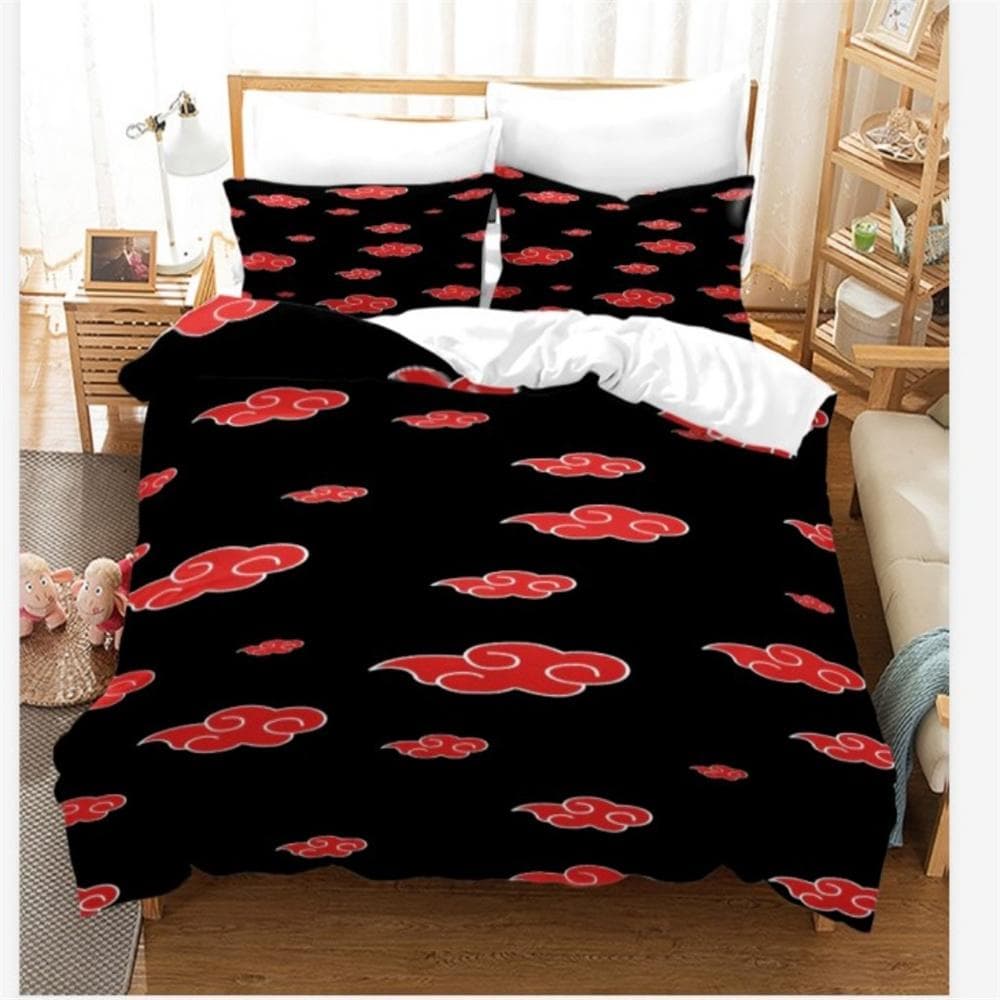 Red Cloud Anime 3D Cartoon Duvet Cover Sets Comforter Bed LinenKids Bedding Set Akatsuki Japan Twin Queen King Single Size Gift 155x215cm 3pcs