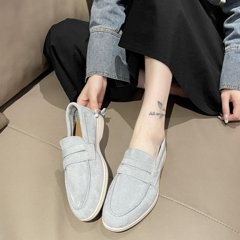 Size36- 42 Suede Driving Shoes Genuine Leather Men Casual Shoes Luxury Brand Soft Men Loafers Moccasins Slip on Leisure Walking Shoe 42 gray