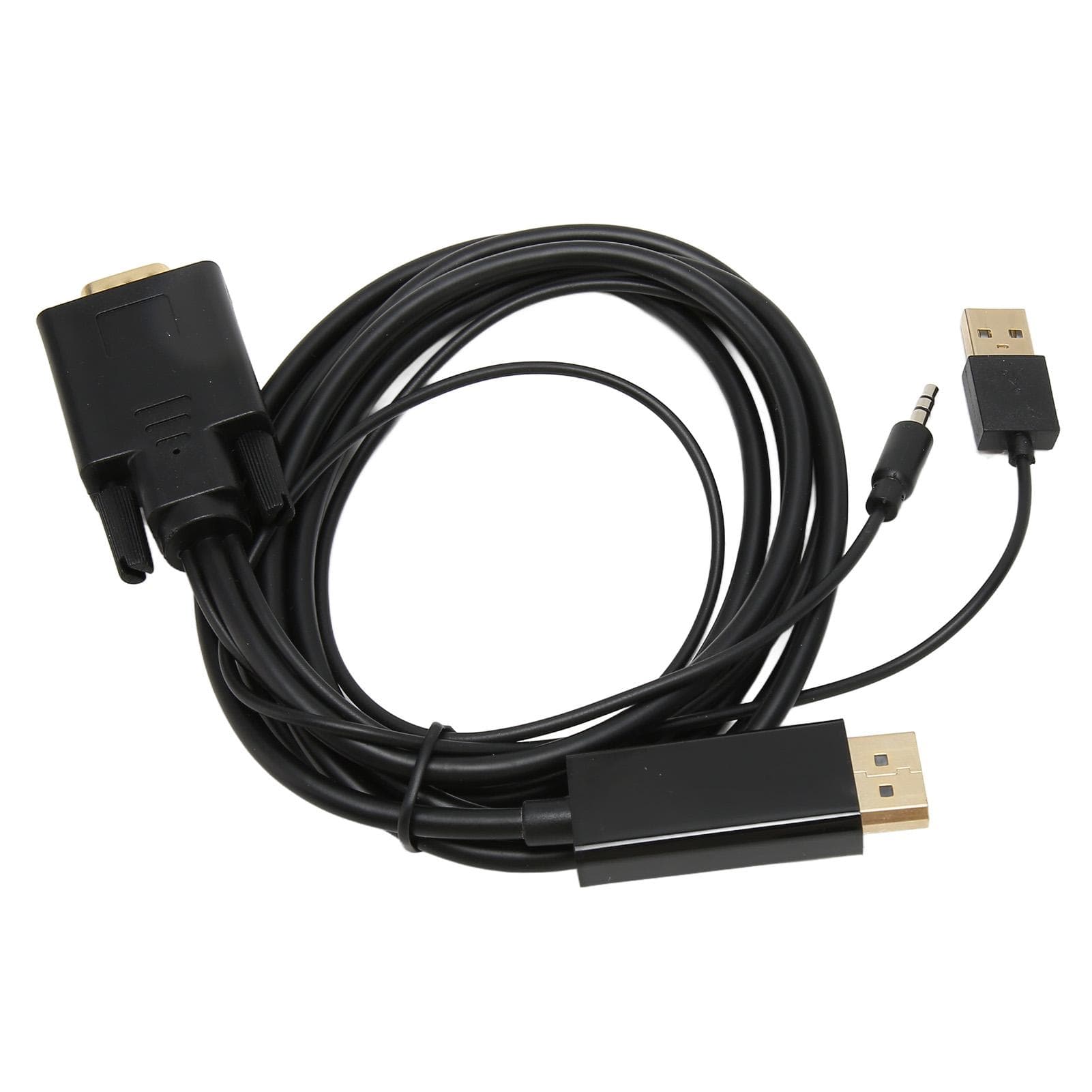 VGA to DP Connector Cable HD Video Converter Cable with Power Supply and Sound for Computer Desktop
