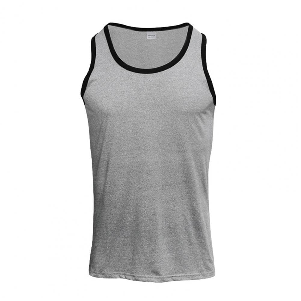Men Sport Vest Round Neck Sleeveless Color Block Vest Slim Fit Summer Fitness Tops Stretchy Bottoming Tops L grey