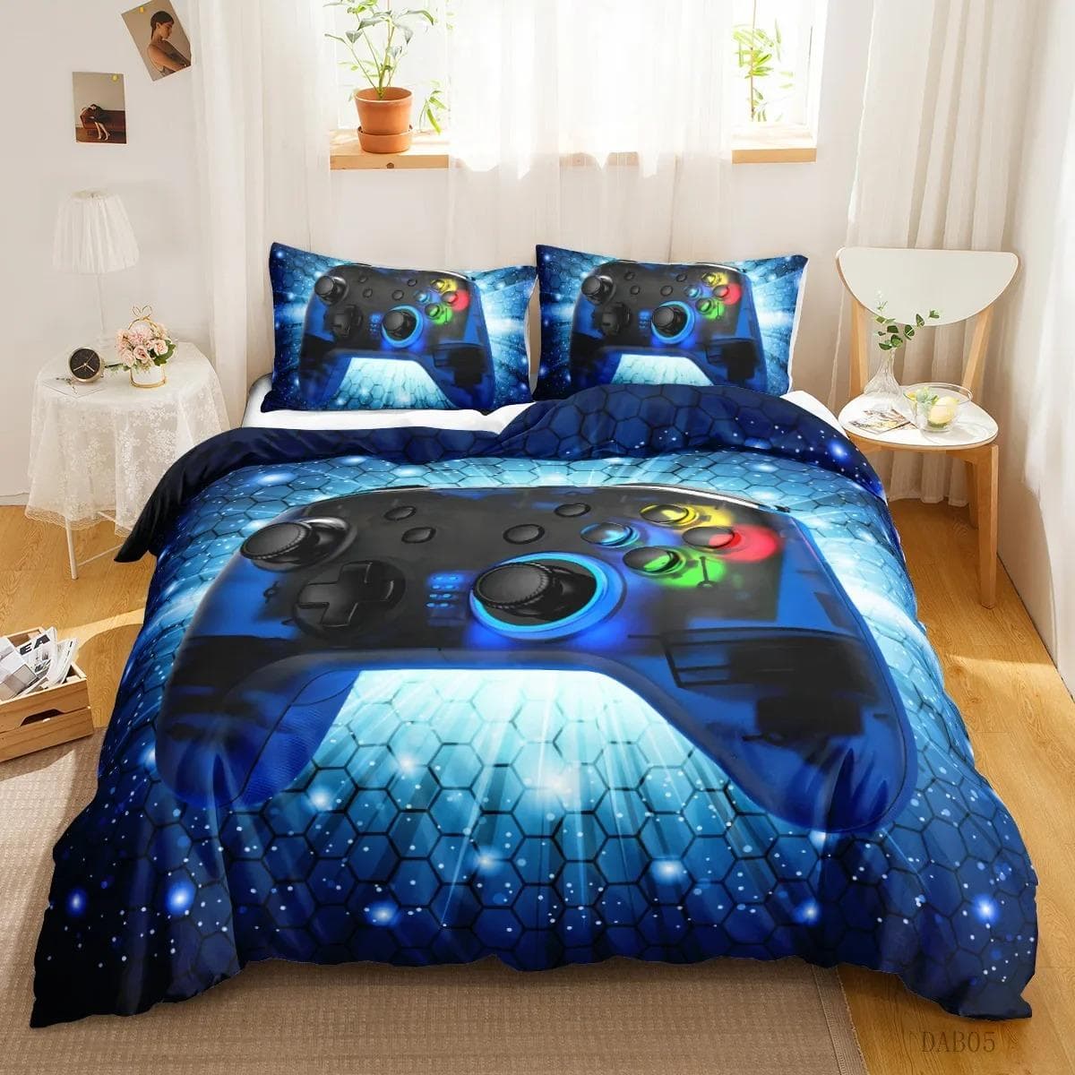 Teens Video Games Comforter Duvet Cover King Gamepad Controller Bedding Set Youth Game Bedding Set 3D Polyester Quilt Cover 70x133cm 2pcs