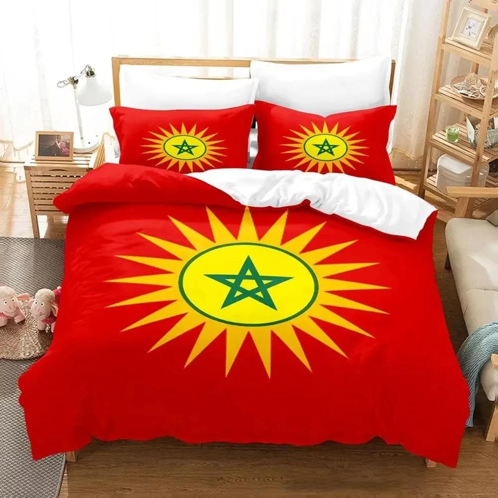 New 3D Print Morocco Flag Bedding Set Boys Girls Twin Queen Size Duvet Cover Pillowcase Bed Kids Adult Fashion Home Textiles 70x133cm 2pcs