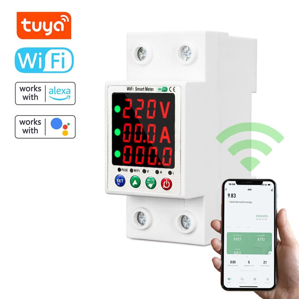 Tuya WiFi Automatic Reclosure Protector Intelligent Metering Breaker Digital Display Reclosing multicolour