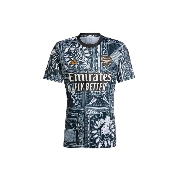 Adidas Arsenal Ian Wright Pre-Match Dry Fit Short Sleeve Football Shirt Men Tops Black IQ2464 S