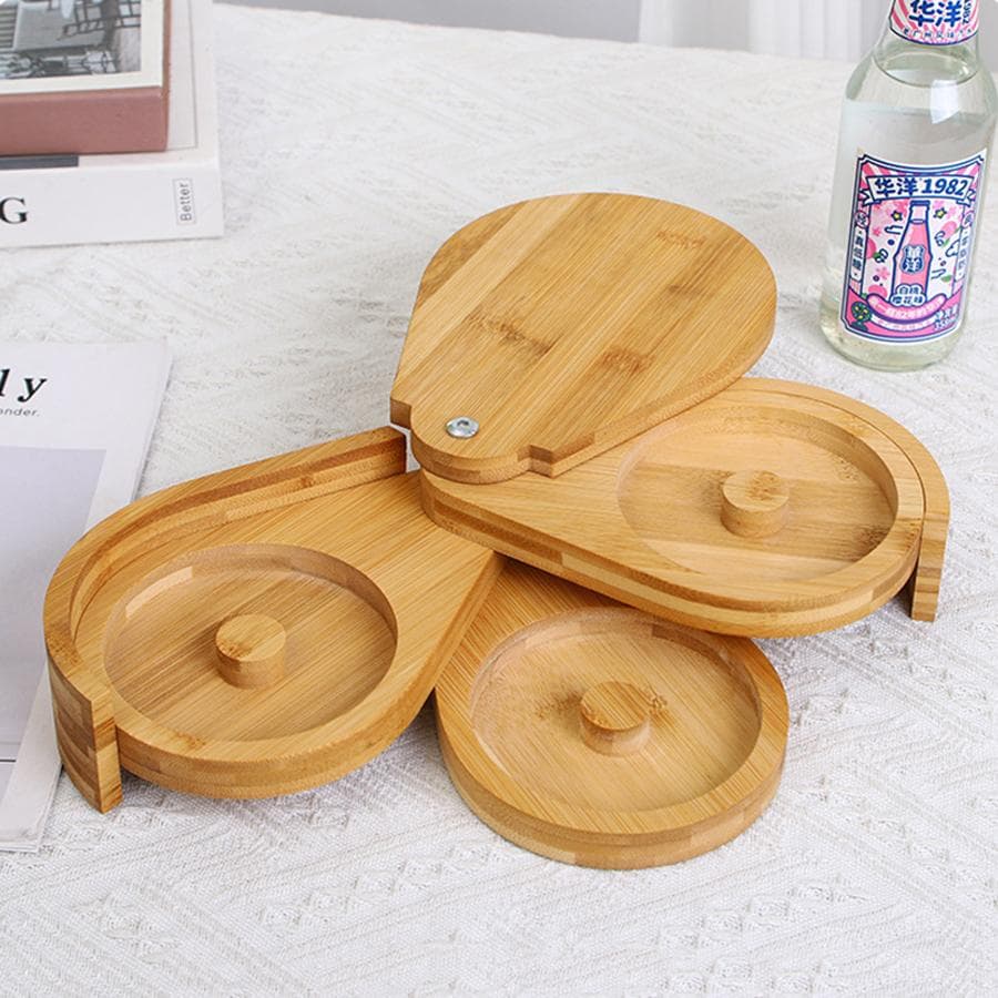Bamboo 3-Tiers Margarita Salt Rimmer Foldable Portable Salt and Sugar Rimmer Spice Container Bartender Tools Bar Accessori