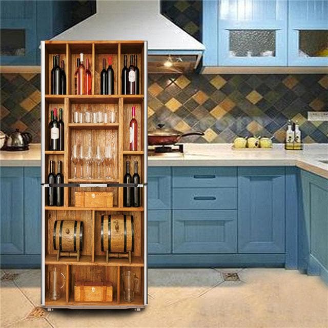 Flower Bird 3D Sticker For Fridge Waterproof Kitchen Wallpaper Furniture Decoration Poster Door Mural Refrigerator Cover Decals 60x180cm(1 pcs)