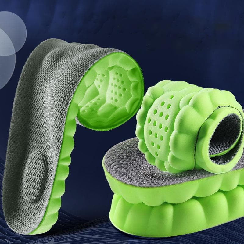 4D Cloud Technology Sports Insoles for Shoes PU Sole Soft Breathable Shock Absorption Cushion Running Orthopedic Care Insoles 37-38 green