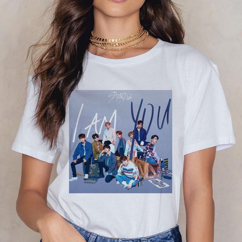 Stray Kids Harajuku Kpop Casual Short Sleeve T Shirt Women Fashion Ullzang Miroh T-Shirt K Pop Fan Tshirt 90S Korean Tops Female S