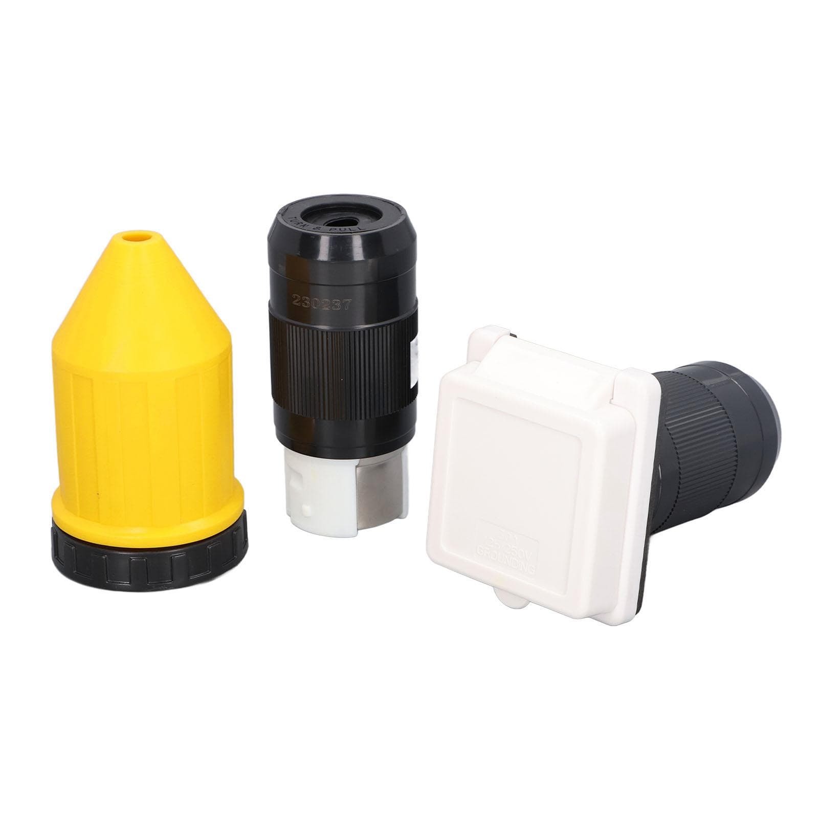 RV Power Inlet Plug Set 50 AMP Electrical Power Inlet with Connector Plug Cord Cover Ring 125V