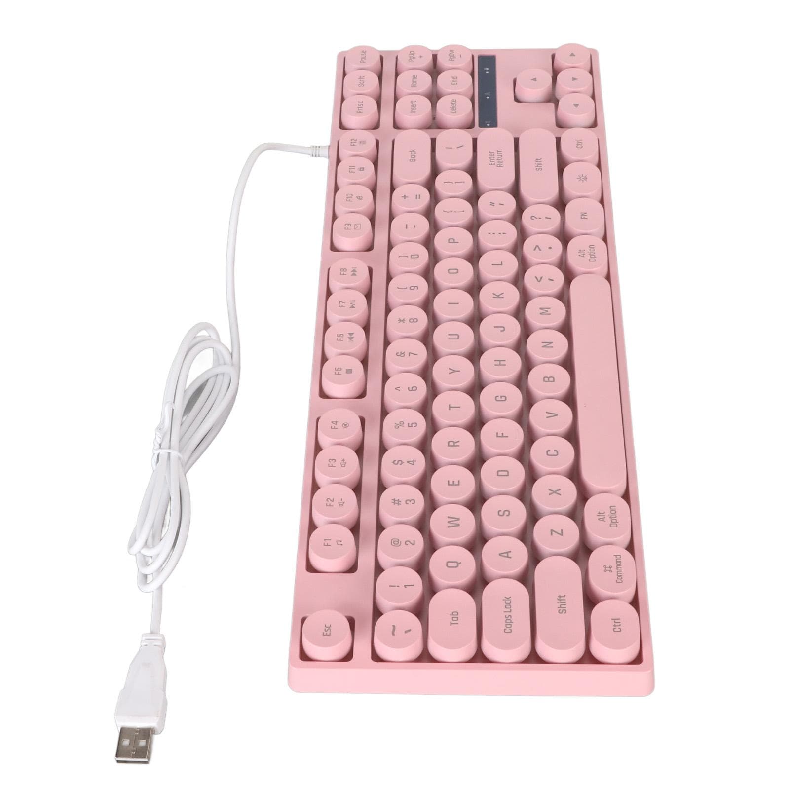 Gaming Keyboard USB Round 87 Keys Colorful Backlit Ergonomic Mechanical Touch Wired Keyboard for pink