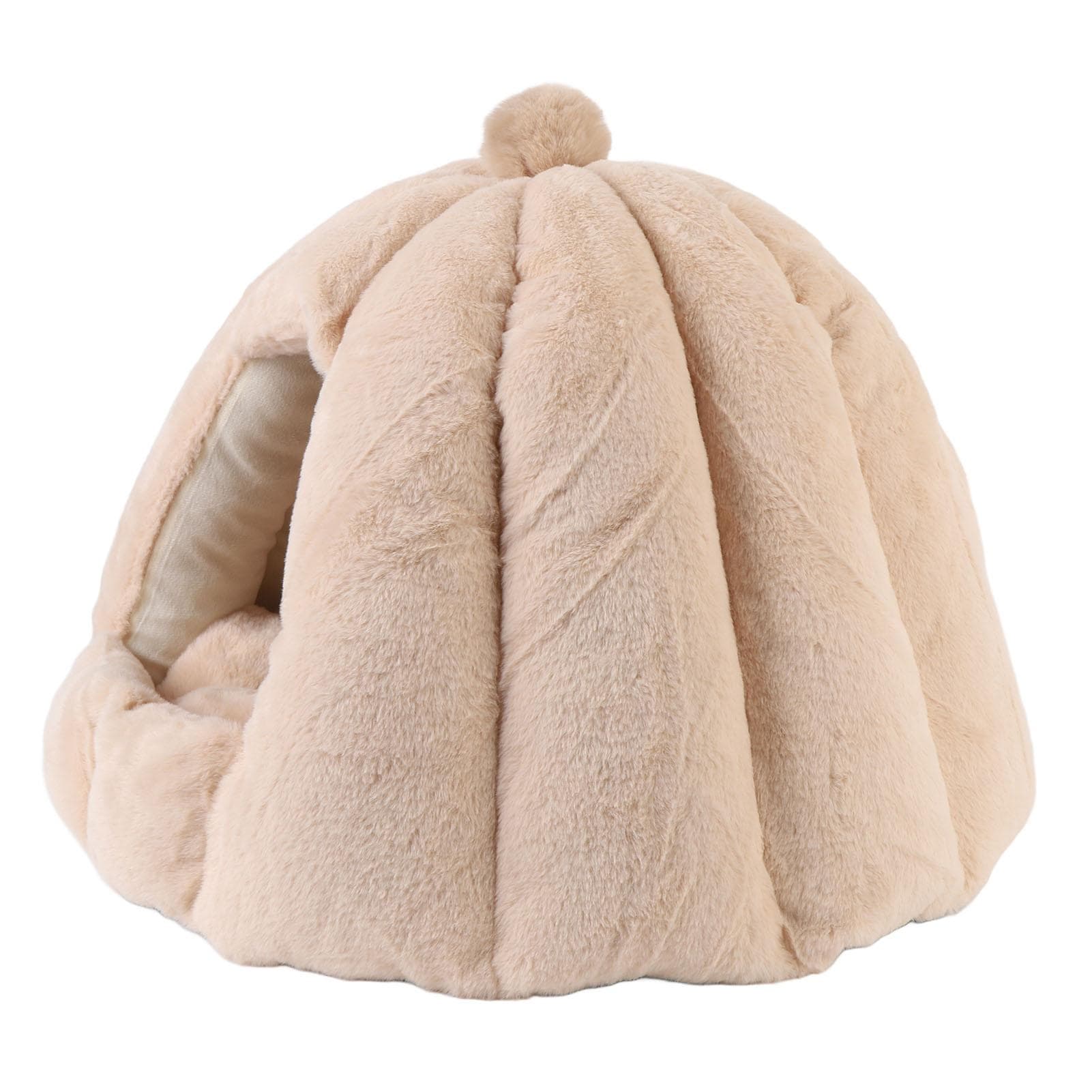 Cat House Removable Washable Cushion Hooded Pet Cave House Tent Bed for Indoor Light Coffee L M(for 4-6.5kg)